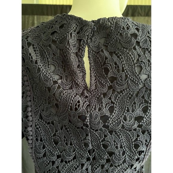 Zara Women's Dress Navy Blue Lace Short Sleeves Scalloped Hem Size XS - Picture 10 of 12
